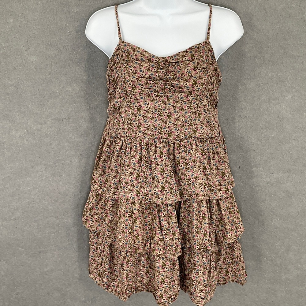 Mine Floral‎ Ruffle Tiered Mini Dress Womens Sz S Girly Feminine Romantic Boho